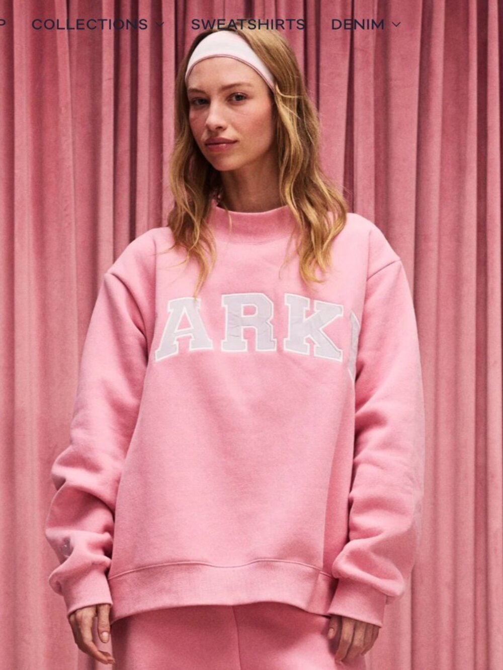 Size Small/Medium Parke Varsity Mockneck Pink